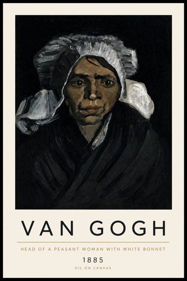 Van Gogh Head of a Peasant Woman with White Bonnet No6 - Plakat