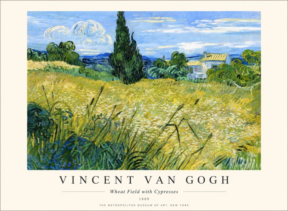 Van Gogh Wheat Field with Cypresses No2 - Plakat