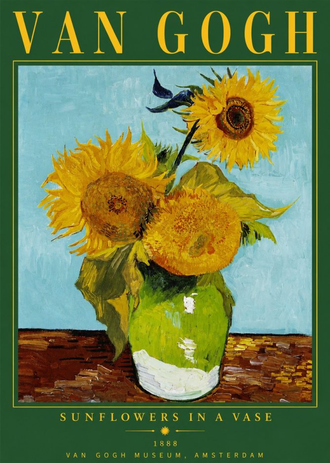 Van Gogh Sunflowers in a Vase No4 - Plakat