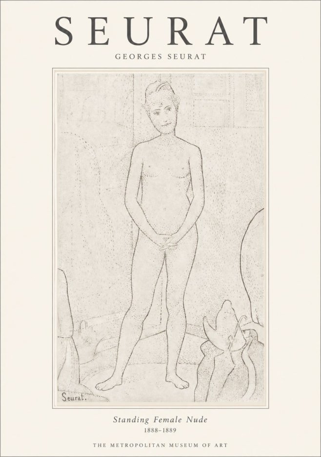 Seurat Standing Female Nude No1 - Plakat