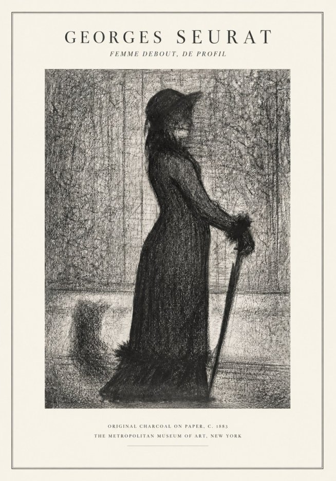 Seurat Femme Debout, De Profil No1 - Plakat