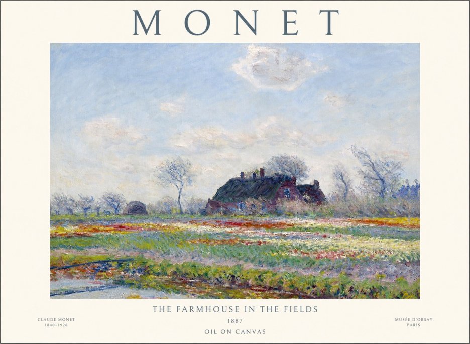 Monet The Farmhouse in the Fields No1 - Plakat