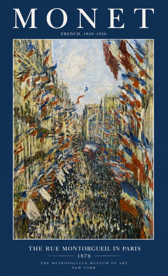 Monet The Rue Montorgueil in Paris No6 - Plakat