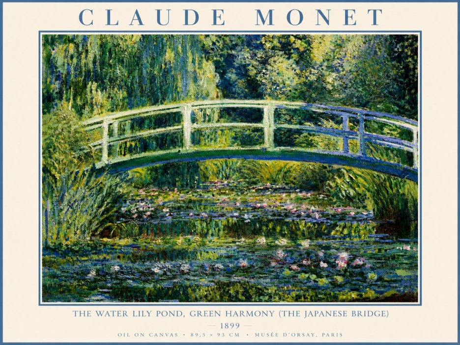 Monet The Water Lily Pond, Green Harmony (the Japanese Bridge) No4 - Plakat