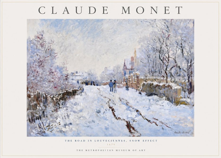 Monet The Road in Louveciennes, Snow Effect No3 - Plakat