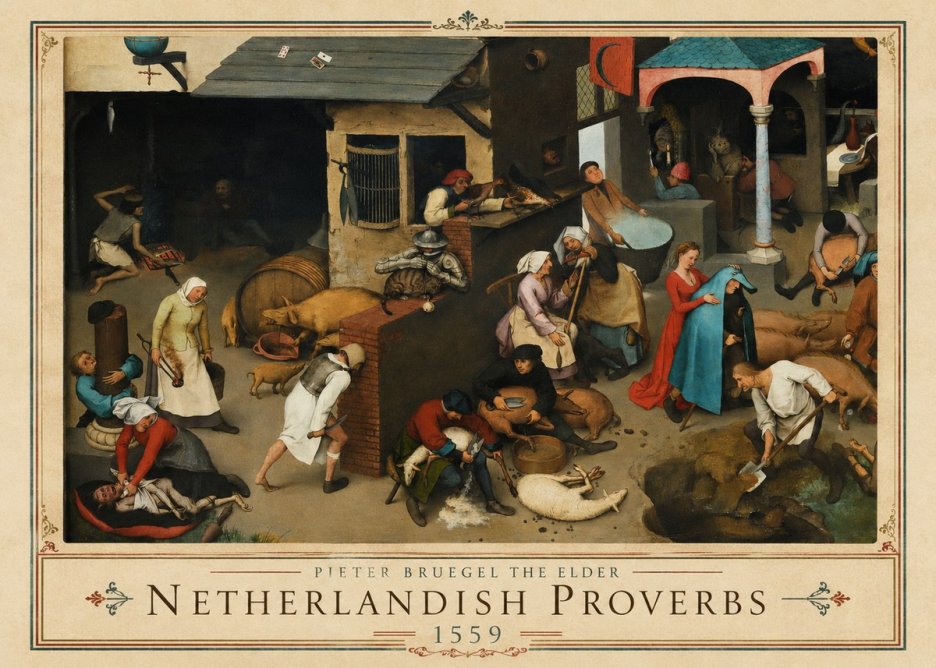 Pieter Bruegel Netherlandish Proverbs VI No1 - Plakat