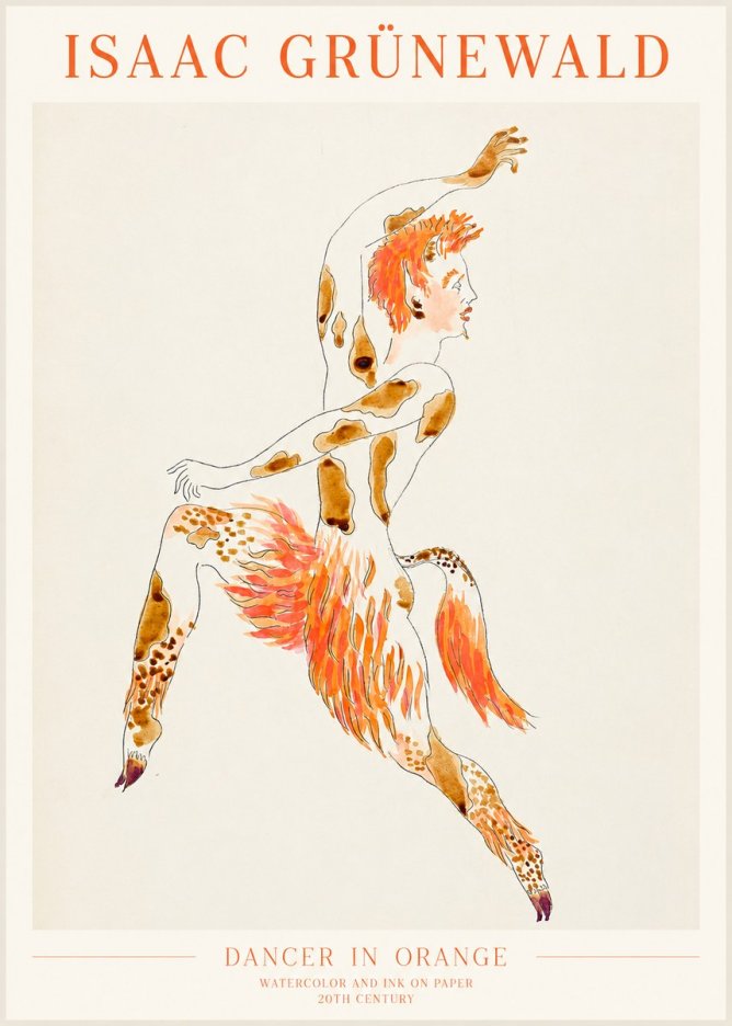 Isaac Grünewald Dancer in Orange No1 - Plakat