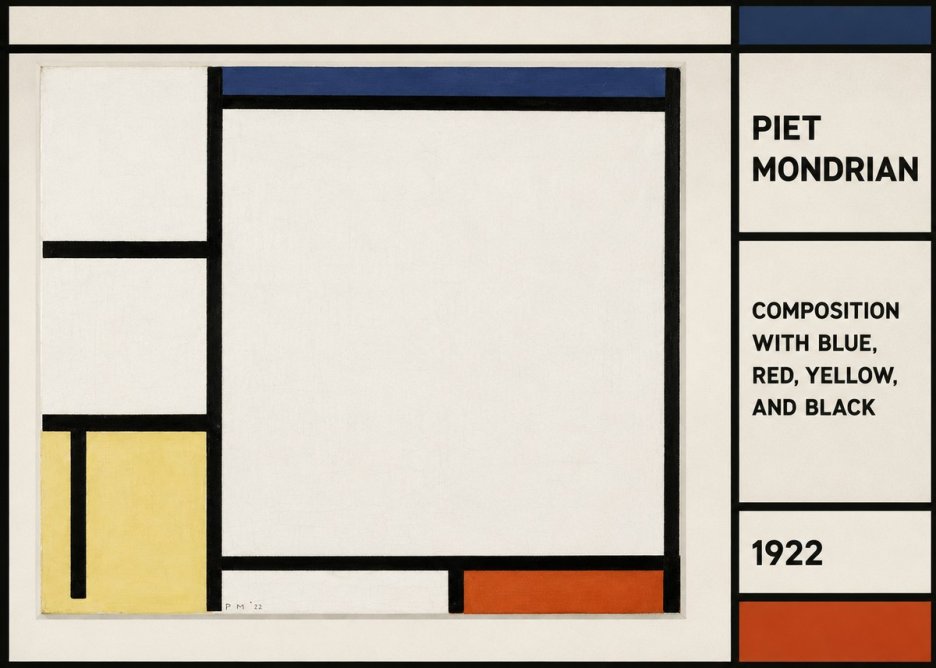 Piet Mondrian Composition with Blue, Red, Yellow, and Black No2 - Plakat