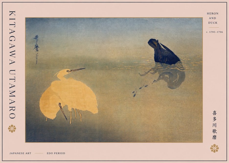 Kitagawa Utamaro Heron and Duck No5 - Plakat