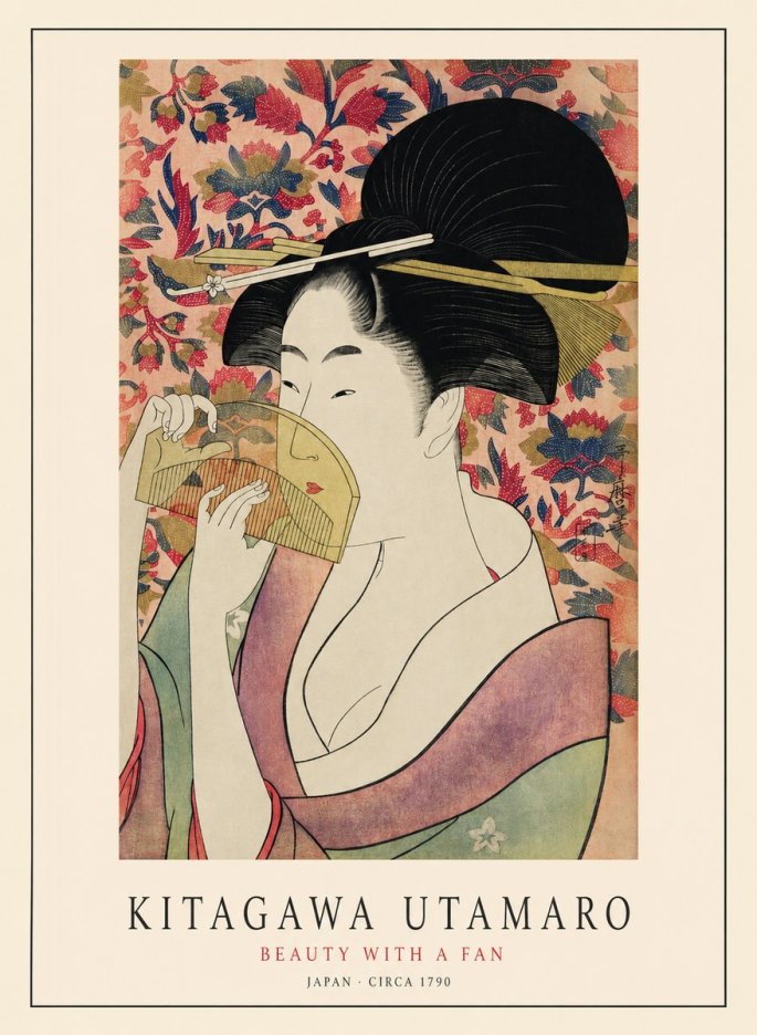 Kitagawa Utamaro Beauty with a Fan II No1 - Plakat