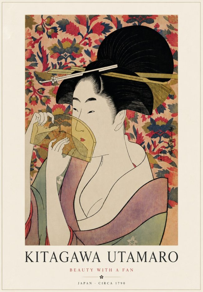 Kitagawa Utamaro Beauty with a Fan II No6 - Plakat