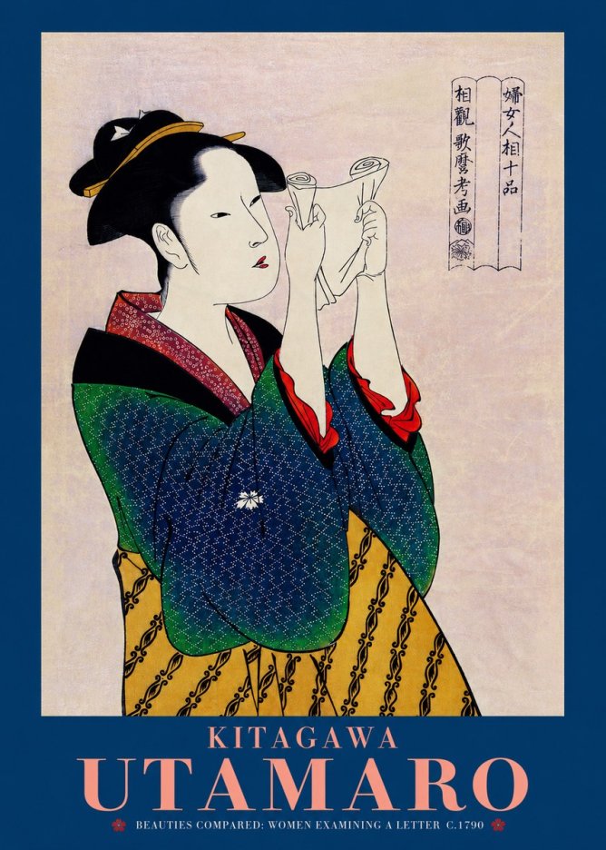 Kitagawa Utamaro Beauties Compared: Women Examining a Letter No2 - Plakat