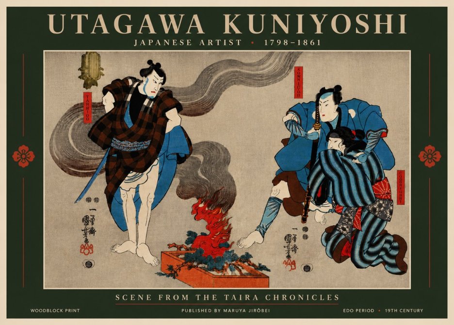 Utagawa Kuniyoshi Scene from the Taira Chronicles No6 - Plakat