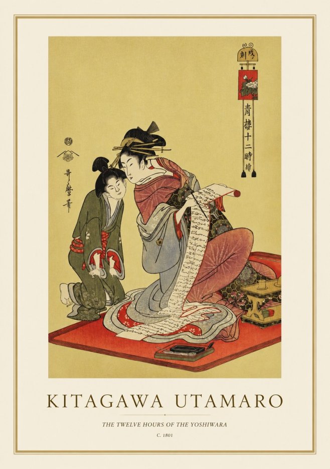 Kitagawa Utamaro The Twelve Hours of the Yoshiwara No1 - Plakat