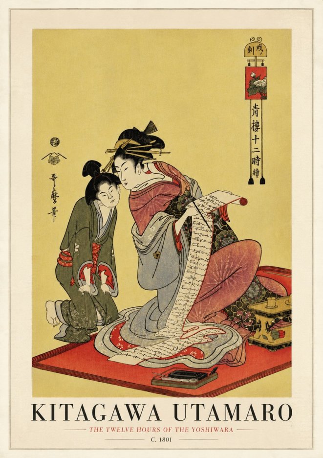Kitagawa Utamaro The Twelve Hours of the Yoshiwara No3 - Plakat