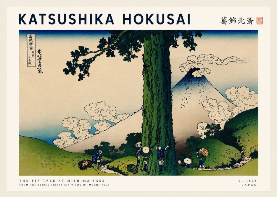 Katsushika Hokusai The Fir Tree at Mishima Pass No5 - Plakat