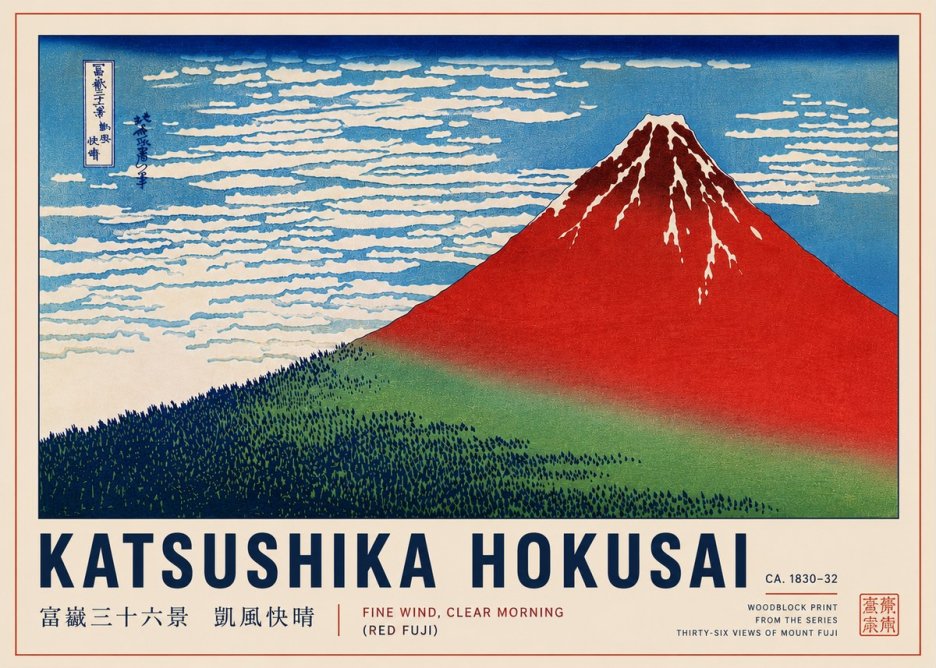 Katsushika Hokusai Fine Wind, Clear Morning (Red Fuji) I No4 - Plakat