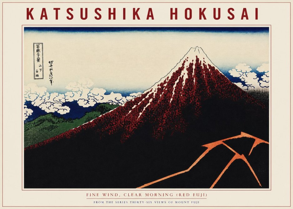 Katsushika Hokusai Fine Wind, Clear Morning (Red Fuji) II No4 - Plakat