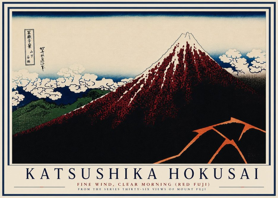 Katsushika Hokusai Fine Wind, Clear Morning (Red Fuji) II No7 - Plakat