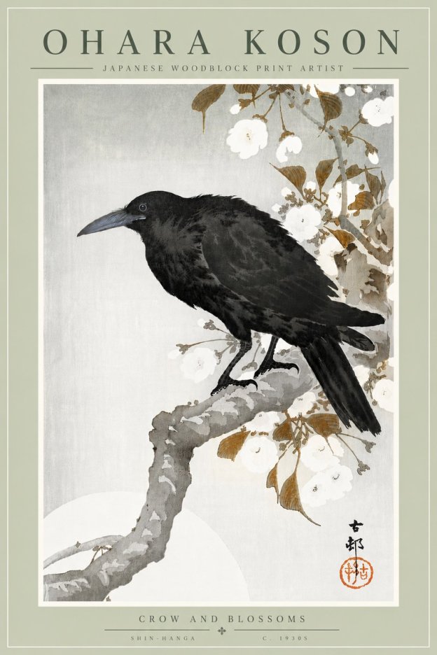 Ohara Koson Crow and Blossoms I No6 - Plakat