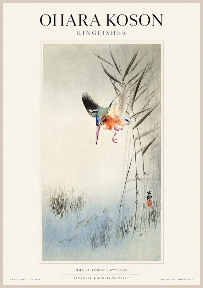 Ohara Koson Kingfisher No1 - Plakat
