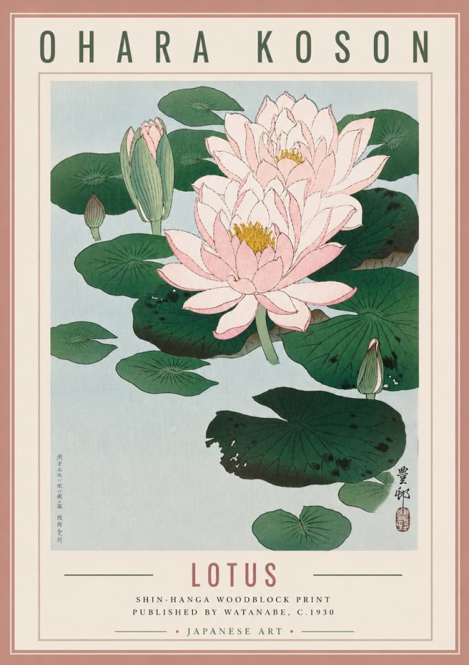 Ohara Koson Lotus I No5 - Plakat