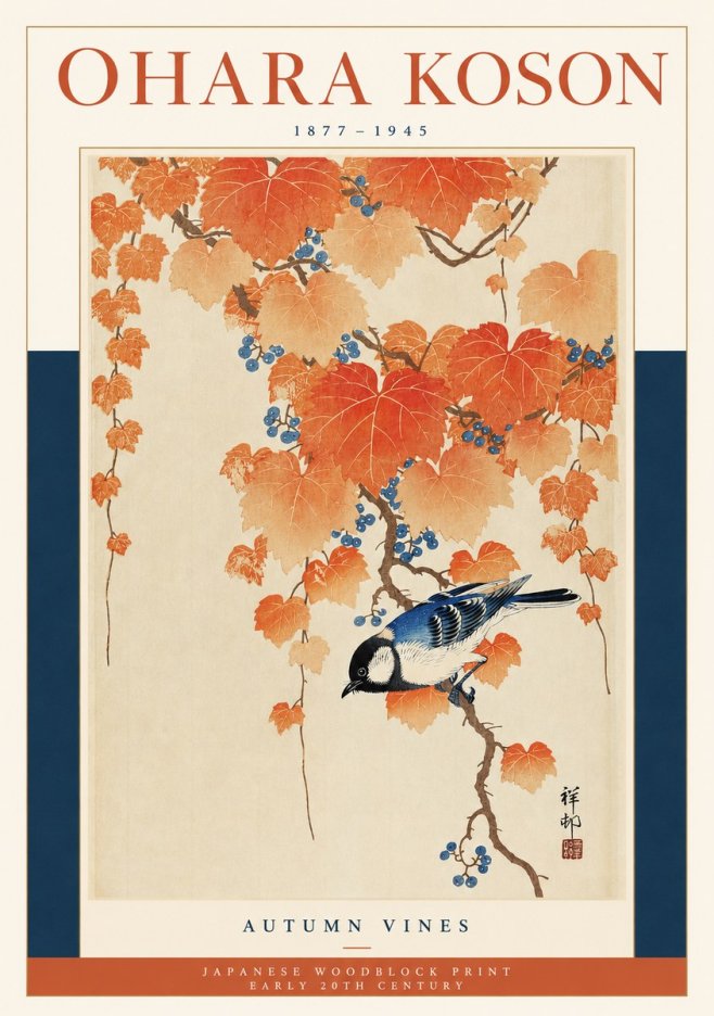 Ohara Koson Autumn Vines No2 - Plakat
