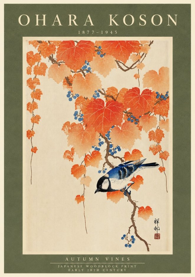 Ohara Koson Autumn Vines No3 - Plakat