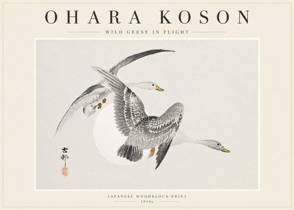 Ohara Koson Wild Geese in Flight I No3 - Plakat
