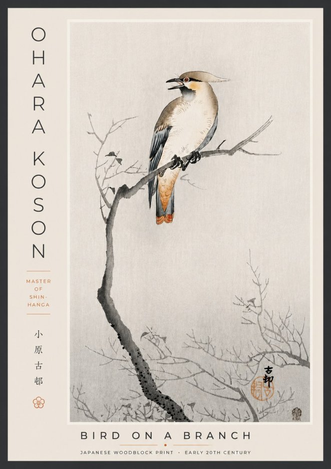Ohara Koson Bird on a Branch I No5 - Plakat