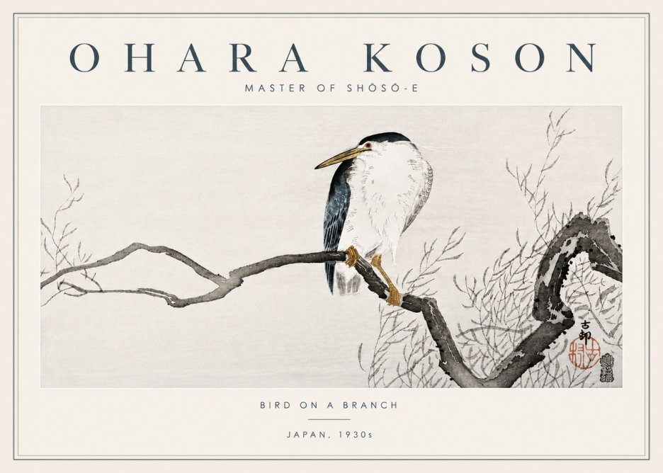Ohara Koson Bird on a Branch II No4 - Plakat