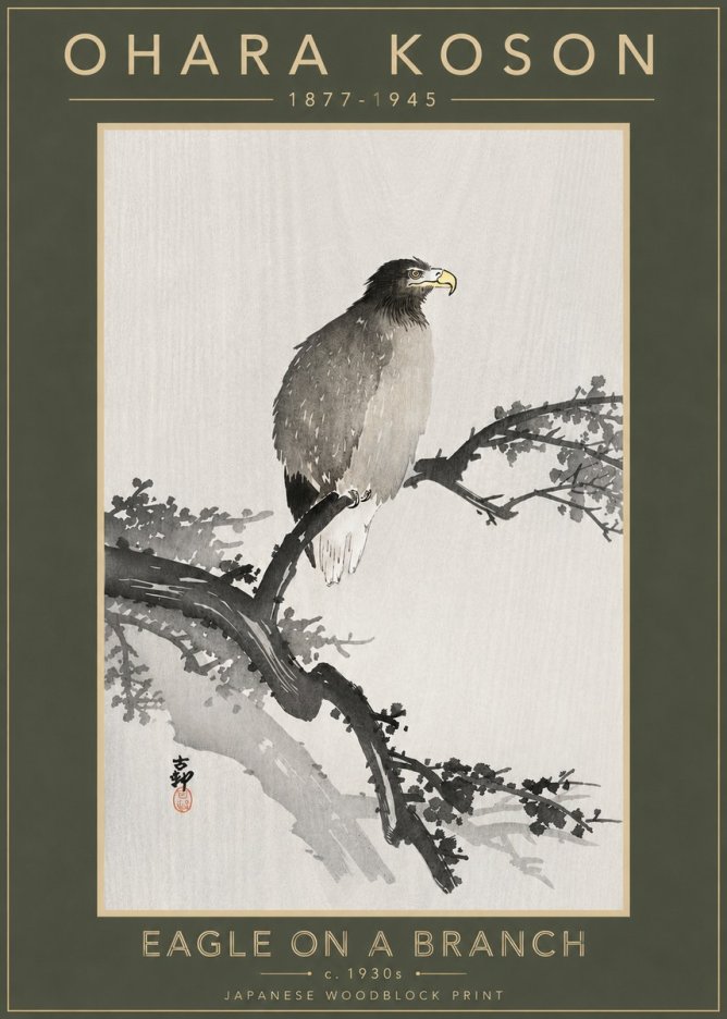 Ohara Koson Eagle on a Branch I No4 - Plakat