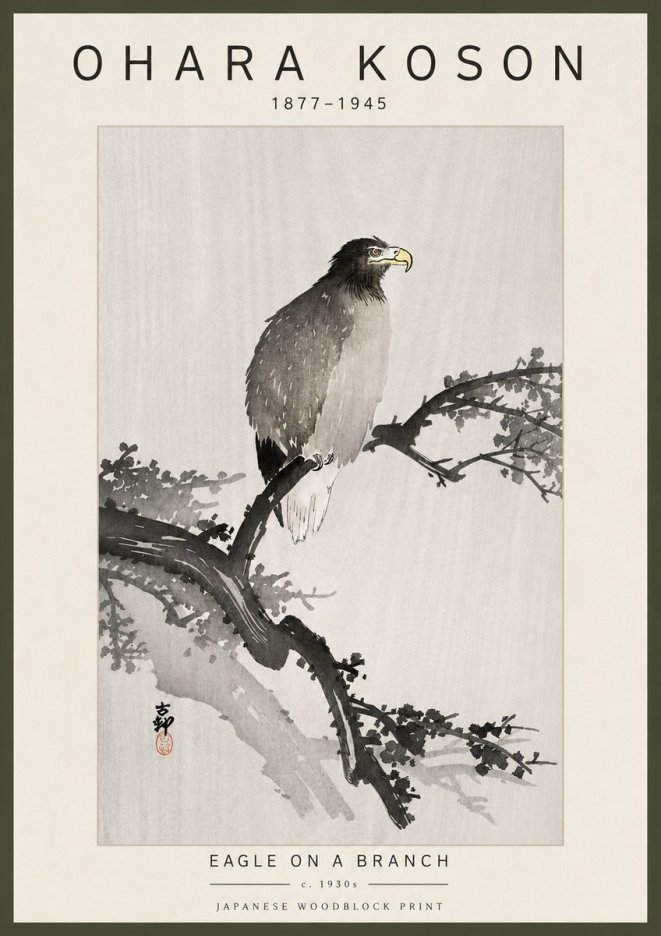 Ohara Koson Eagle on a Branch I No6 - Plakat