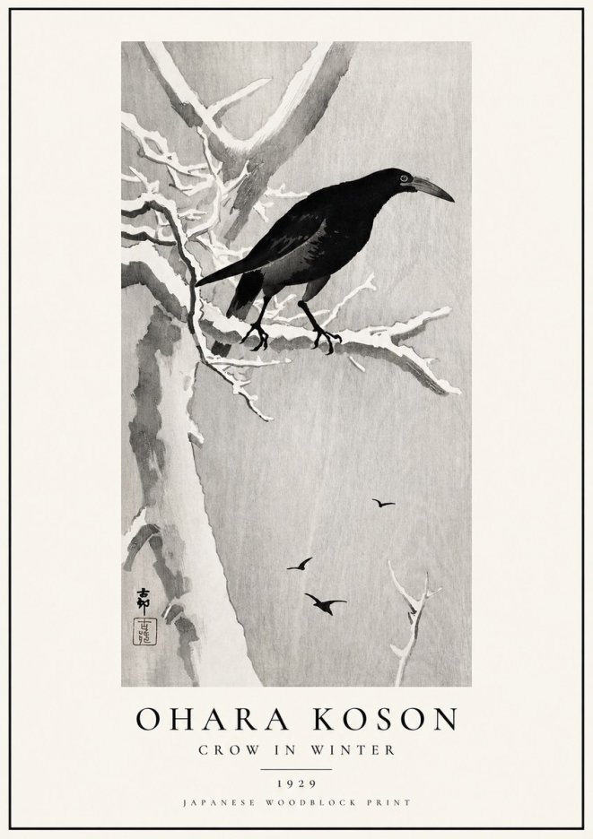 Ohara Koson Crow in Winter I No1 - Plakat