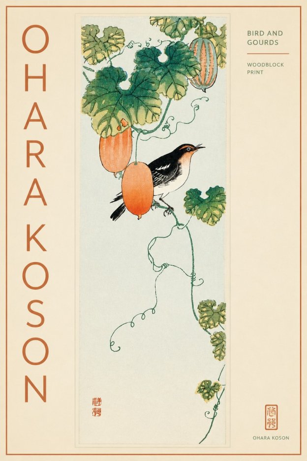 Ohara Koson Bird and Gourds No3 - Plakat