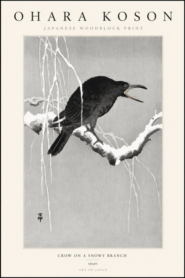 Ohara Koson Crow on a Snowy Branch II No3 - Plakat