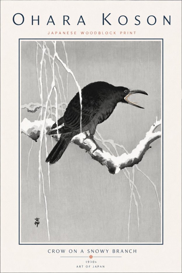 Ohara Koson Crow on a Snowy Branch II No6 - Plakat