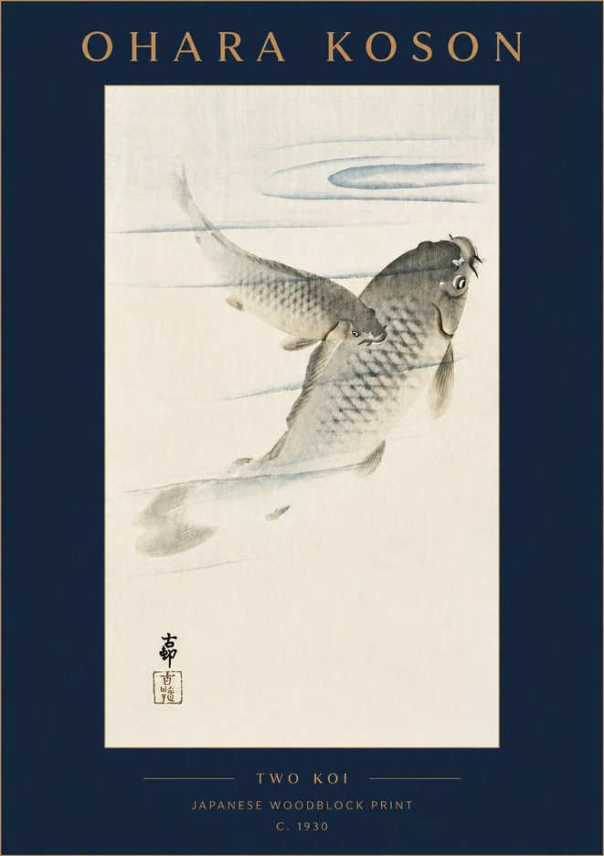 Ohara Koson Two Koi I No4 - Plakat