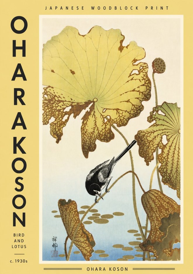 Ohara Koson Bird and Lotus No4 - Plakat
