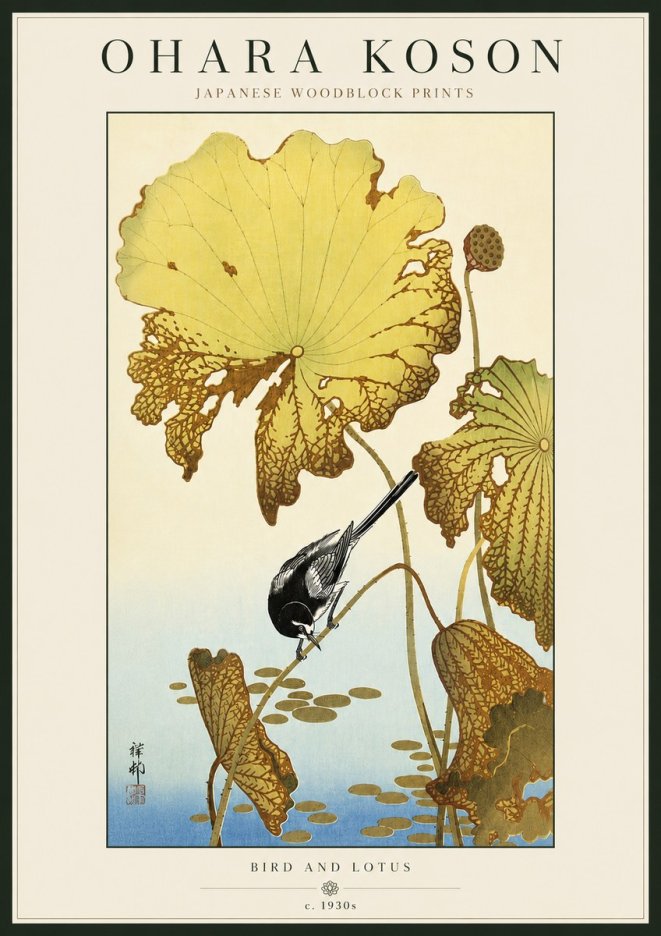 Ohara Koson Bird and Lotus No5 - Plakat