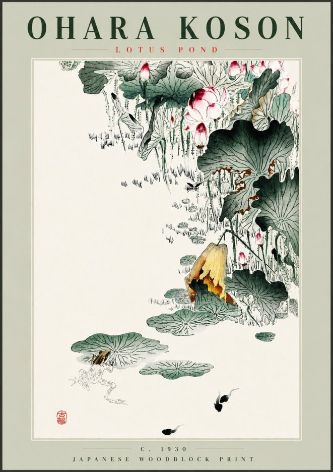 Ohara Koson Lotus Pond No4 - Plakat