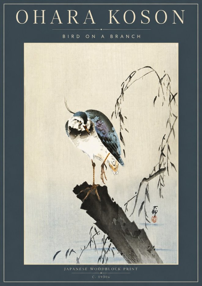 Ohara Koson Bird on a Branch III No4 - Plakat