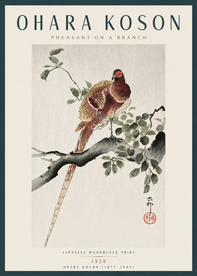 Ohara Koson Pheasant on a Branch No4 - Plakat