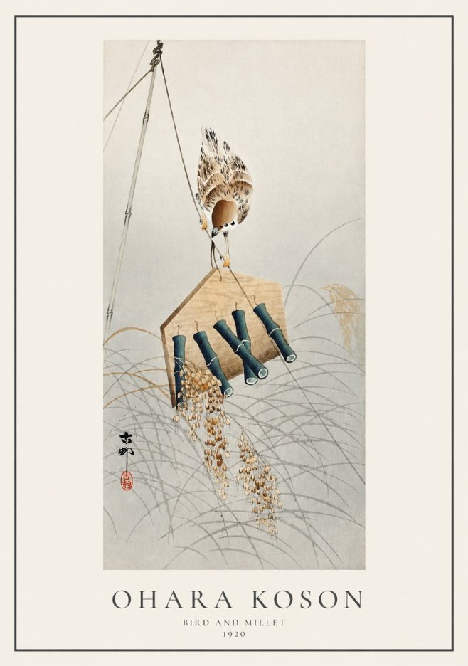 Ohara Koson Bird and Millet No1 - Plakat