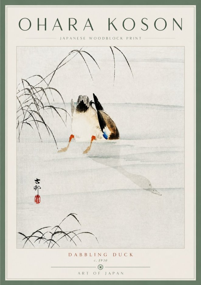 Ohara Koson Dabbling Duck No5 - Plakat