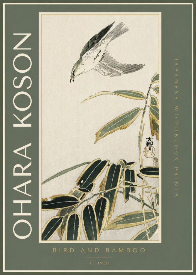 Ohara Koson Bird and Bamboo No2 - Plakat