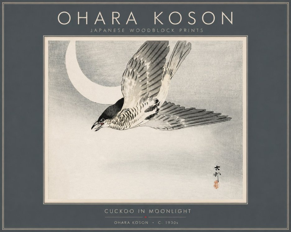 Ohara Koson Cuckoo in Moonlight No2 - Plakat