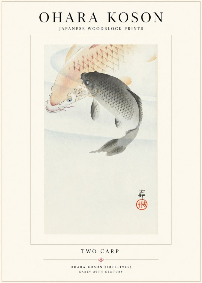 Ohara Koson Two Carp No1 - Plakat
