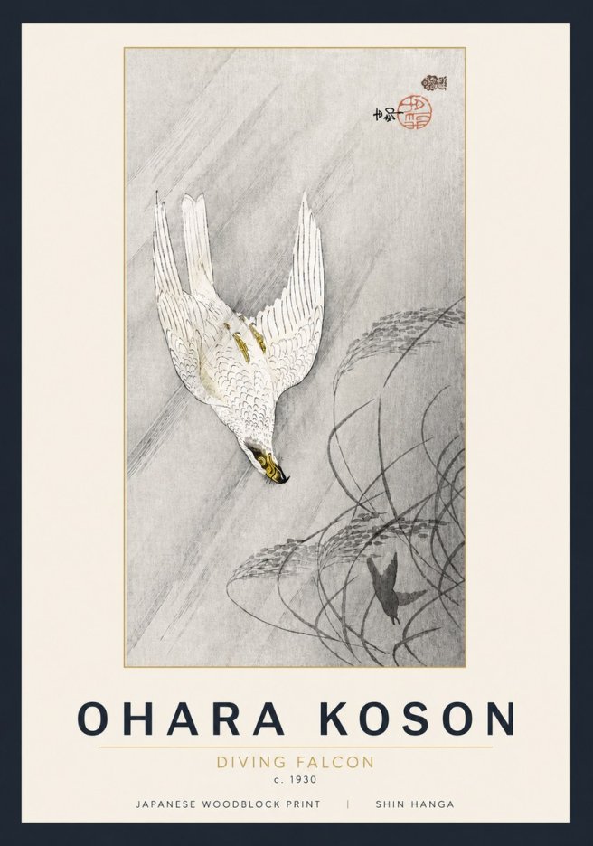 Ohara Koson Diving Falcon No5 - Plakat