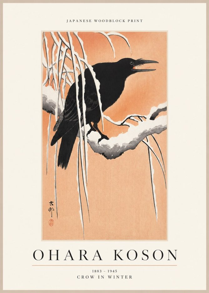 Ohara Koson Crow in Winter II No1 - Plakat